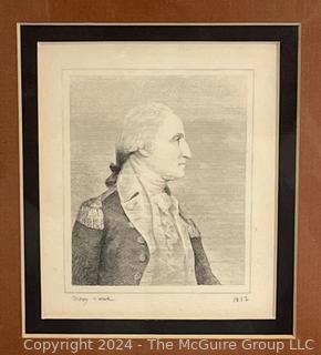 Unframed Matted Engraving of George Washington in Profile, 1852