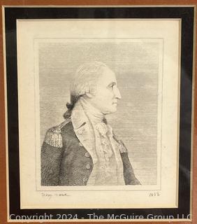 Unframed Matted Engraving of George Washington in Profile, 1852