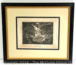 Framed Under Glass Engraving Of Fox Hunting Plate 3 Republished By Edward Orme Bond St., 1812. 15 x 13" after Howitt