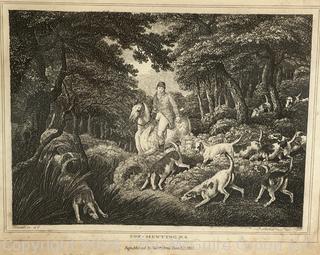 Framed Under Glass Engraving Of Fox Hunting Plate 3 Republished By Edward Orme Bond St., 1812. 15 x 13" after Howitt