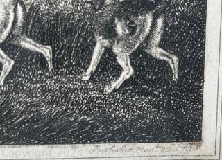 Framed Under Glass Engraving Of Fox Hunting Plate 3 Republished By Edward Orme Bond St., 1812. 15 x 13" after Howitt