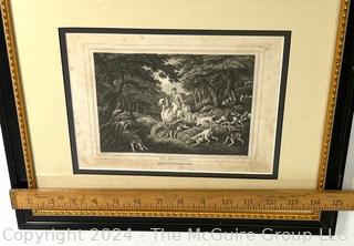 Framed Under Glass Engraving Of Fox Hunting Plate 3 Republished By Edward Orme Bond St., 1812. 15 x 13" after Howitt