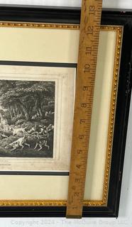 Framed Under Glass Engraving Of Fox Hunting Plate 3 Republished By Edward Orme Bond St., 1812. 15 x 13" after Howitt