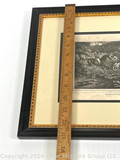 Framed Under Glass Engraving Of Fox Hunting Republished By Edward Orme Bond St., 1812. 15 x 13"