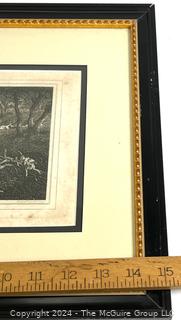 Framed Under Glass Engraving Of Fox Hunting Republished By Edward Orme Bond St., 1812. 15 x 13"