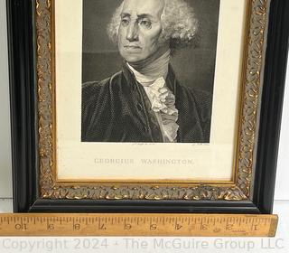 Framed Under Glass Black & White Lithograph of Portrait of George Washington, 1817 by Giuseppe Longhi (1766-1831). 10" x 13"