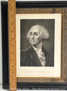 Framed Under Glass Black & White Lithograph of Portrait of George Washington, 1817 by Giuseppe Longhi (1766-1831). 10" x 13"