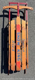 Vintage Salco Snow King Wooded Sled Toboggan