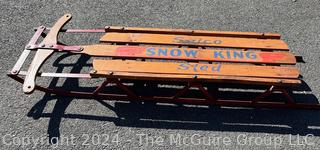 Vintage Salco Snow King Wooded Sled Toboggan