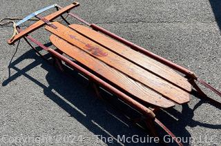 Vintage Flexible Flyer Wooden Sled Toboggan