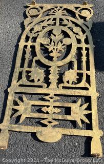 Four(4) Gold Painted Spanish Revival Cast Iron Window Grates.  Each measures 29" x 32" x 15"