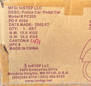 Black InStep Police Car Metal Full Sized Pedal Car, New in Box