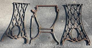 Three (3) Piece Cast Iron Treadle Sewing Machine Stand