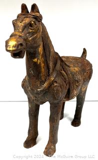 Cast Metal Chinese Tang Style Horse Statue.  13" tall