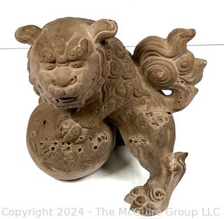 Terracotta Chinese Foo Dog Statue.  8" tall.