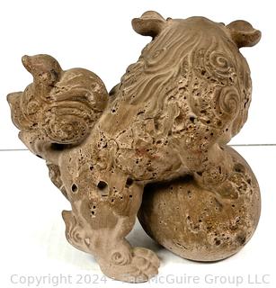 Terracotta Chinese Foo Dog Statue.  8" tall.