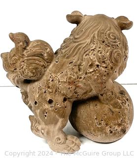 Terracotta Chinese Foo Dog Statue.  8" tall.