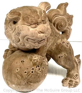 Terracotta Chinese Foo Dog Statue.  8" tall.