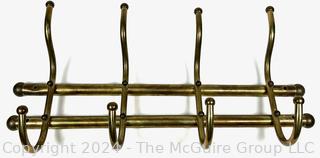 Antique Brass Four Hook Wall Mounted Coat Rack