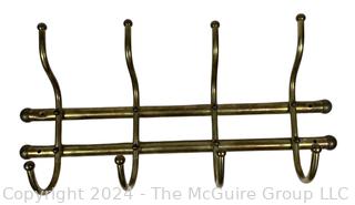 Antique Brass Four Hook Wall Mounted Coat Rack