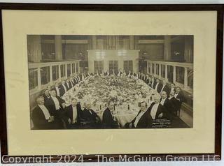 Framed Under Glass Black & White Photo From 1912 of the Board of Directors of the Bankers Trust Organization. 18" x 25" OD