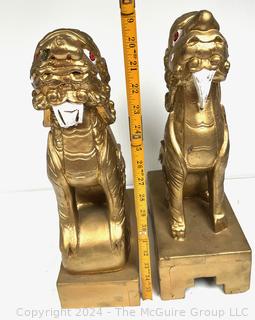 Pair of Giltwood Foo Dogs