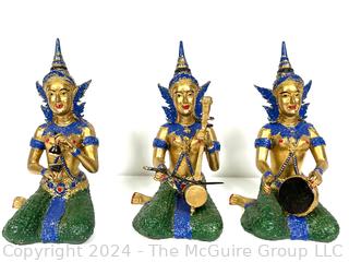 Set of Three (3) Thai Bronze or Cast Metal Musician Figures