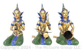 Set of Three (3) Thai Bronze or Cast Metal Musician Figures