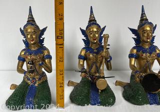 Set of Three (3) Thai Bronze or Cast Metal Musician Figures