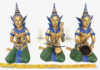 Set of Three (3) Thai Bronze or Cast Metal Musician Figures