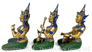 Set of Three (3) Thai Bronze or Cast Metal Musician Figures