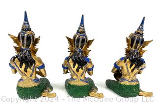 Set of Three (3) Thai Bronze or Cast Metal Musician Figures