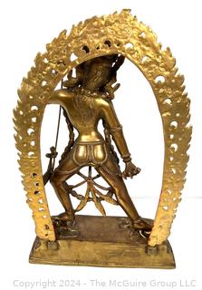 Gold Painted Cast Metal Vajrayogini Statue.  17" tall