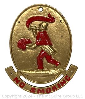 Gold Painted Virginia Metalcrafters (VMC) Cast Iron Fireman No Smoking Plaque Sign 