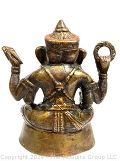 Asian Cast Bronze Ganesh Chaturthi God of New Beginnings Statue. 6" Tall