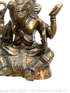 Asian Cast Bronze Ganesh Chaturthi God of New Beginnings Statue. 6" Tall