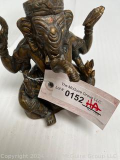 Asian Cast Bronze Ganesh Chaturthi God of New Beginnings Statue. 6" Tall