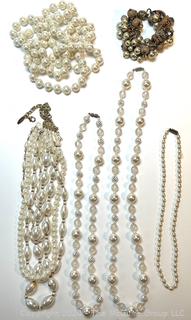 Group of Faux Pearl Costume Jewelry
