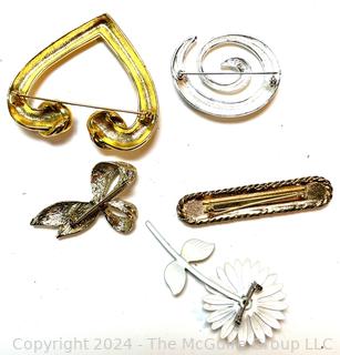 Five (5) Costume Jewelry Brooches