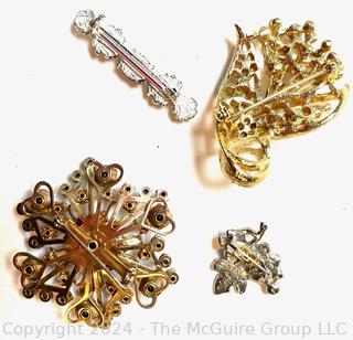 Four (4) Rhinestone Brooches