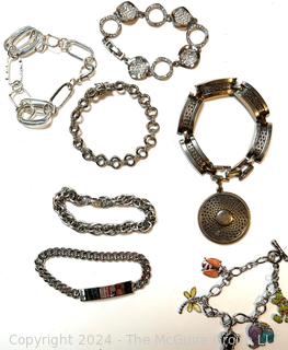 Seven (7) Costume Jewelry Link Bracelets