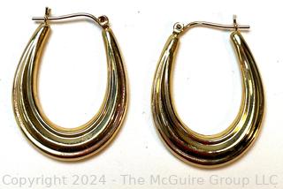 14kt Yellow Gold Hollow Hoop Earrings.  2.3 grams. 