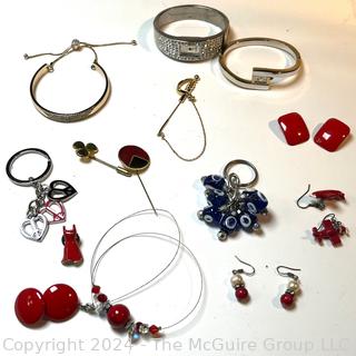 Group of Costume Jewelry Including Key Chains