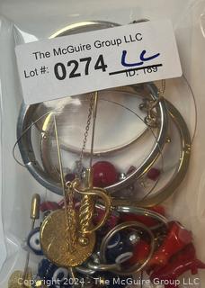 Group of Costume Jewelry Including Key Chains