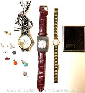 Stud Earrings and Ladies Wristwatches. 