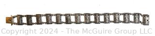 Columbian Sterling Silver Panel Link Inca Bracelet 