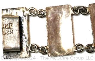 Columbian Sterling Silver Panel Link Inca Bracelet 