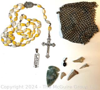 Rosary, Arrowhead, Shark Teeth and Chain Mail Mesh from Victorian Handbag.