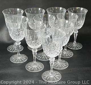 Set of Ten (10) Cut Crystal Wine Goblets by Galway