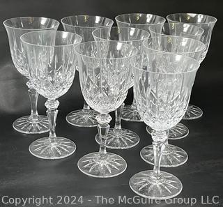 Set of Ten (10) Cut Crystal Wine Goblets by Galway